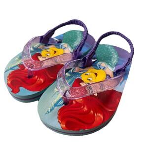 NEW Disney Little Mermaid Toddler Girls' Size 5/6 Sling-Back Flip-Flop Sandals